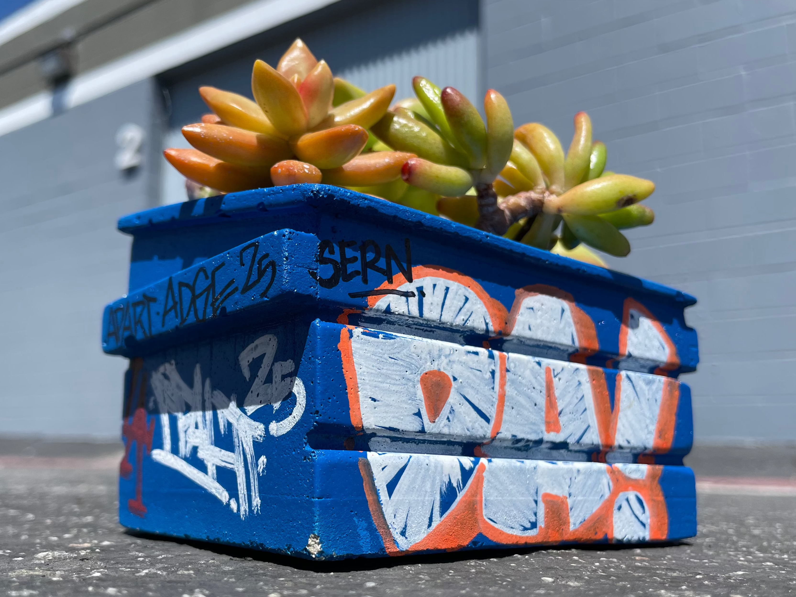 Mini Concrete Dumpster Flower Pot